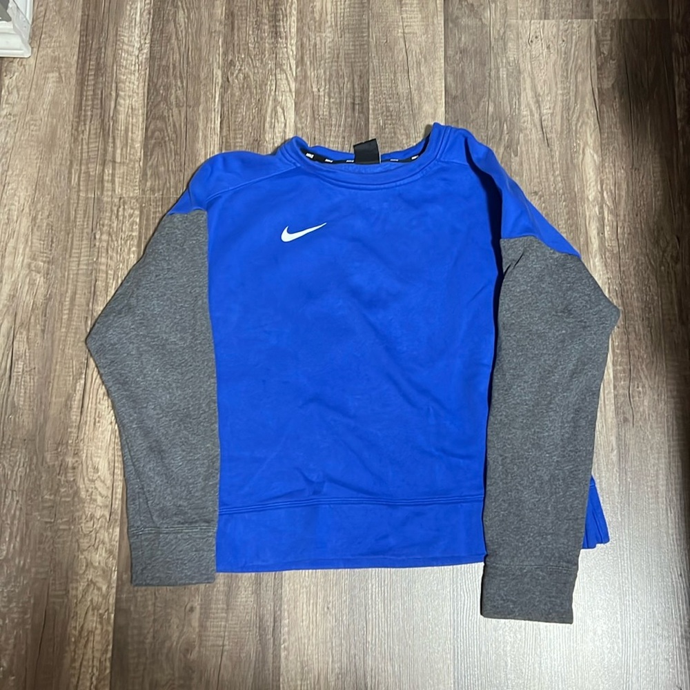 Blue and Grey Oversized Nike Sweater